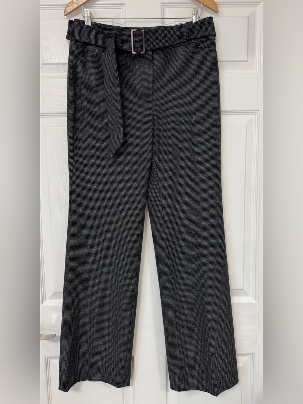 NWT White House Black Market THE BOOT Charcoal Straight-Leg Belted Pants